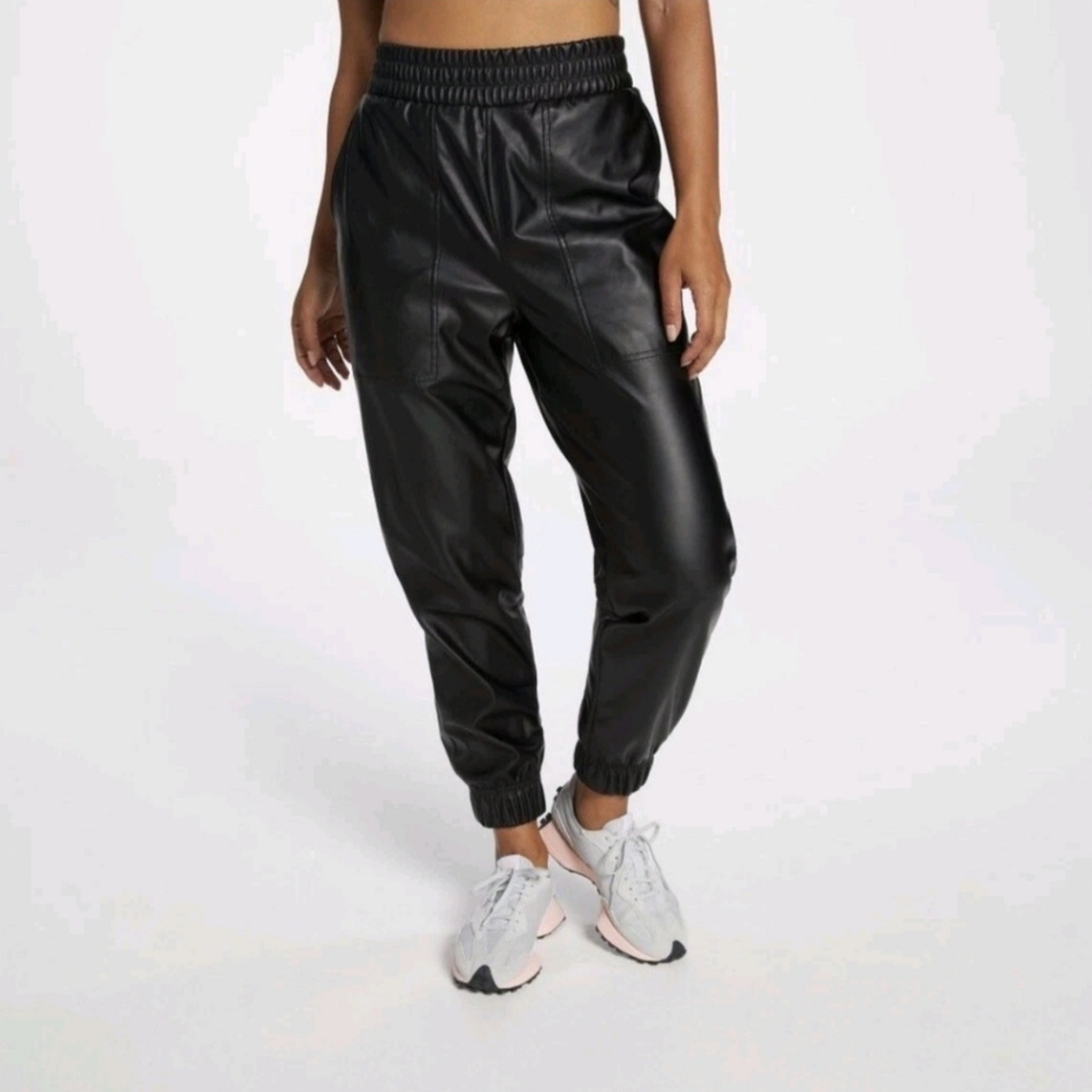Calia By Carrie Underwood Black Vegan Leather Jogger Pants‎